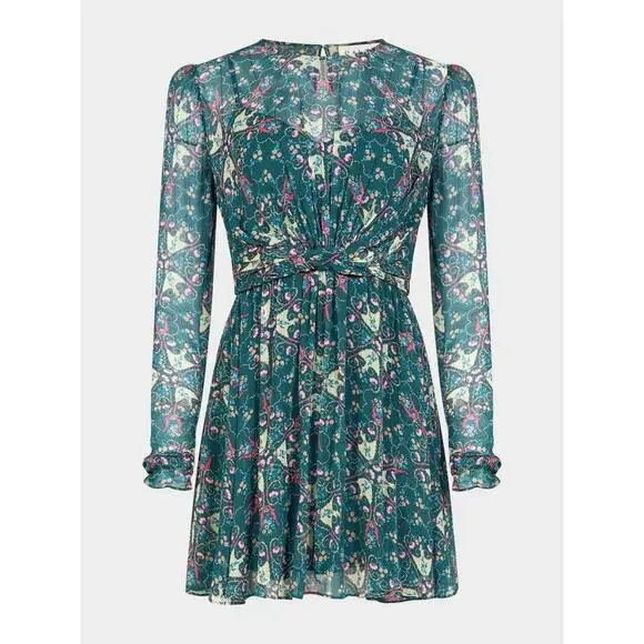 Saloni Blythe B Silk Dress in Opaline Vert UK 12, US 8